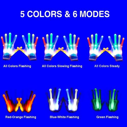 GLEDLOVES LED Handschuhe für Kinder, Teens & Erwachsene - Finger Light Handschuhe mit 5 Co... - Bild 2 von 9