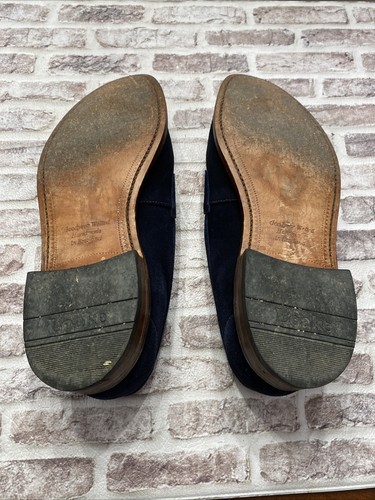 Mocassini Loake Eton scamosciati Penny da uomo taglia UK 9 US 10 scarpe blu navy Inghilterra - Foto 9 di 11