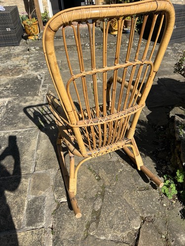 Cane Bamboo Rocking Chair Boho Tiki Vintage - Picture 2 of 6