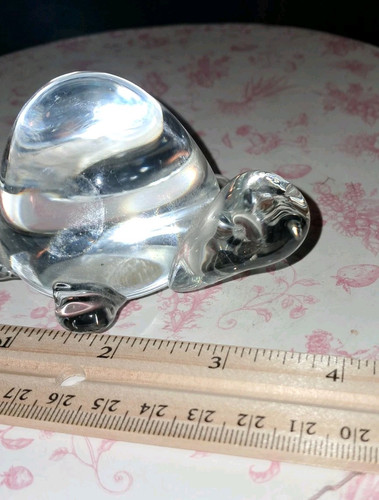Vintage Hand Blown Art Glass Clear Turtle Tortoise Paperweight Figurine - Picture 3 of 6