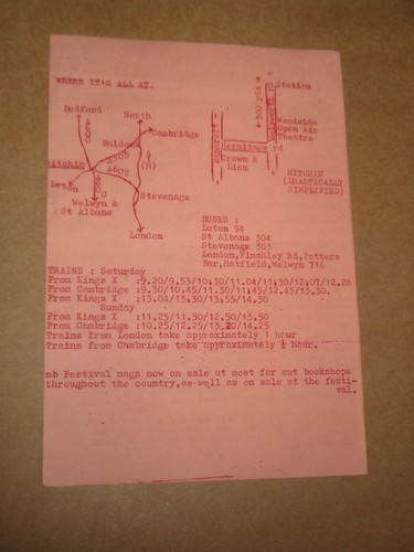 Herts Free Festival  1973 Flyer (Pete Brown/Alan Ginsberg/Lol Coxhill) - Picture 2 of 2