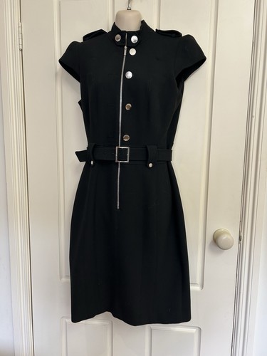 Karen Millen Vintage Dress UK 12 Black Zip Belt - Picture 4 of 22