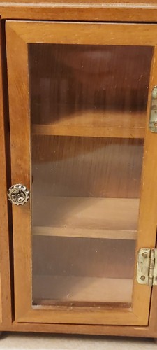 Vintage Miniature Curio Cabinet Trinket Display Case Wood Wall Mount Tabletop - Picture 8 of 20