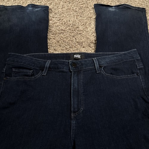 Paige High Rise Manhattan Jeans Size 32 (35x34) Dark Wash Slim Boot Cut Wide - Bild 2 von 7