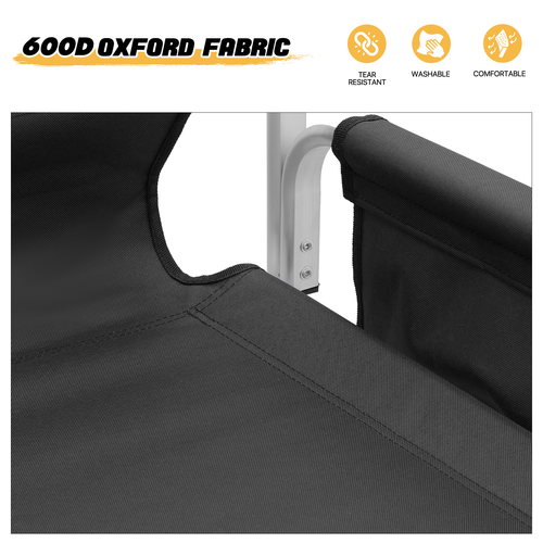 Folding Director Chair Aluminum Frame Camping Seat w/Cup Holder Tray+Side Pocket - Picture 7 of 12