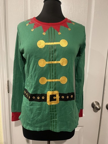 Wondershop Women's Green Long Sleeve Elf Pajama Shirt Size M