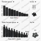 20/50/100X Black Plastic Nylon M3 Hex Column Standoff Spacer Phillips Screws Nut