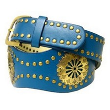 Leather Like Metal Studded Belt - Green - BLT-TO40036GN