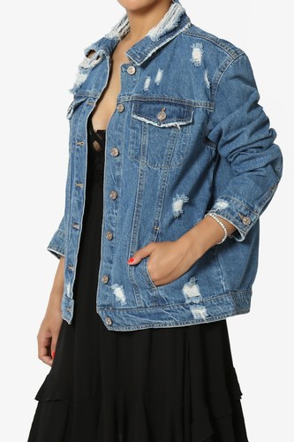 TheMogan Classic Trucker Distressed Ripped Boyfriend Oversized Fit Denim Jacket - 第 11/14 張圖片