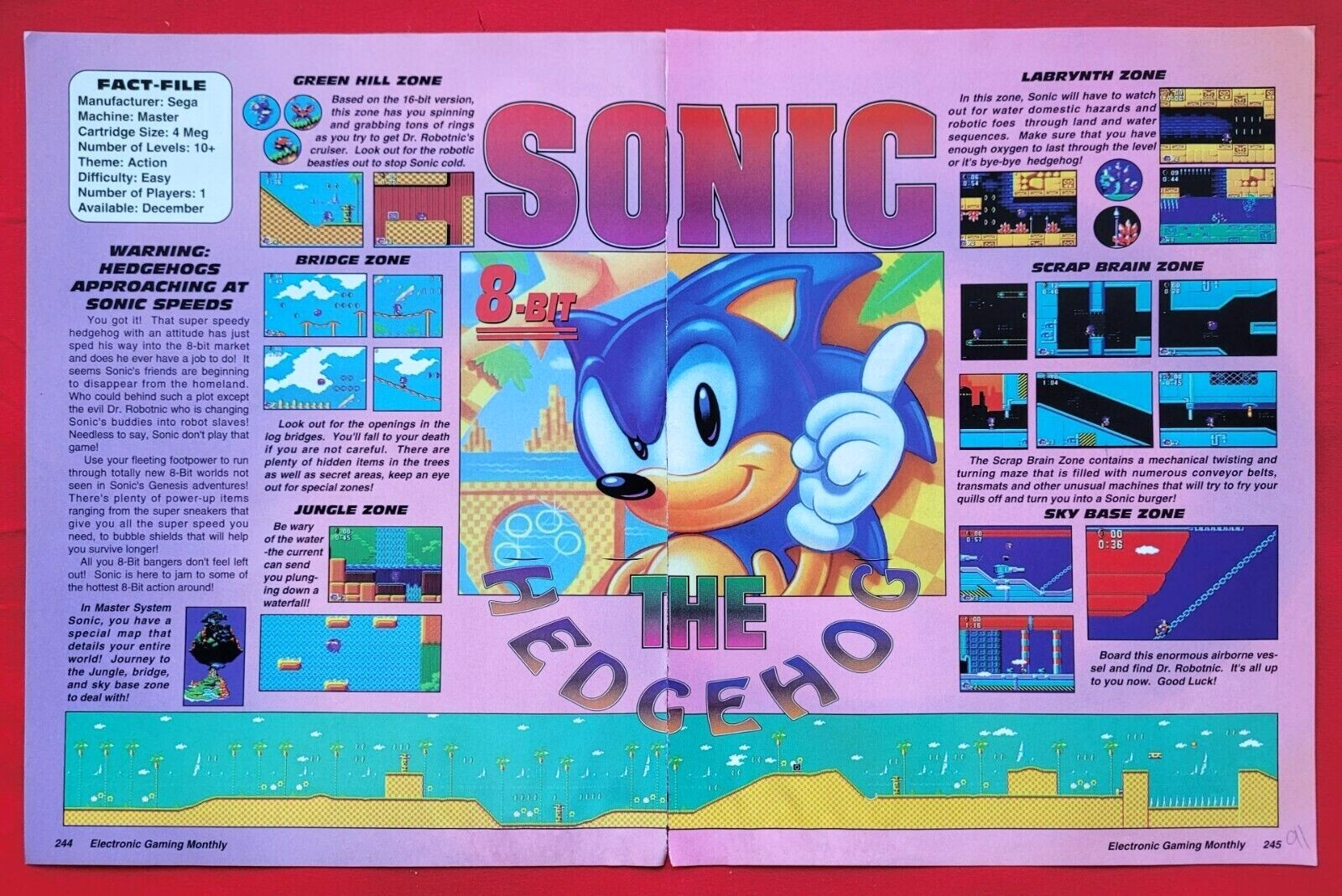 RARE! 1992 SONIC THE HEDGEHOG 2 Sega Game Gear Video Game - 2pg Promo PRINT  AD