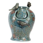 D9402 Blue Verdigris Bird Indoor Water Led Light and Pump Fountain