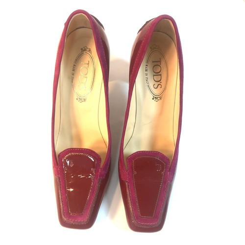 TOD'S Red Patent Leather Swing Sellaria Access Pumps Heels Shoes - 10 EUC - Picture 3 of 15