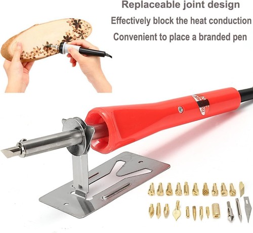 15W 30W DUAL WATTAGE PYROGRAPHY TOOL WOOD BURNING CRAFT PEN IRON KIT - Picture 7 of 9