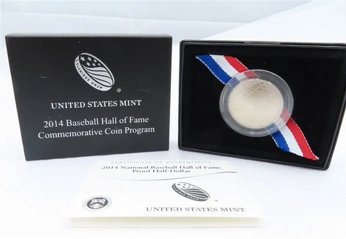 2014-S  NATIONAL BASEBALL HALL OF FAME PROOF HALF DOLLAR  WITH BOX, SLEEVE & COA