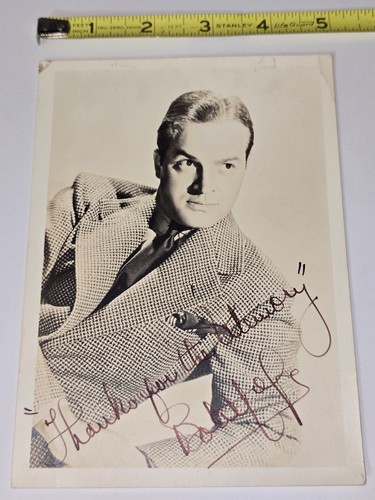 FOTO FIRMADA POR BOB HOPE AUTOGRAFIADA BLANCO Y NEGRO COMEDIANTE ESTRELLA DE CINE DE HOLLYWOOD DE COLECCIÓN - Imagen 2 de 23