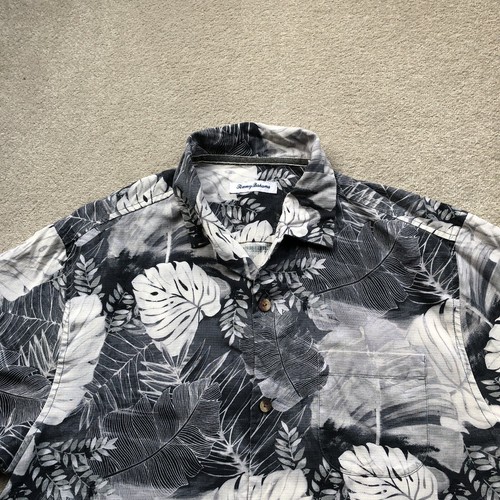 Tommy Bahama Hawaiihemd Herren Seide Blumen Grau Größe L - Bild 2 von 15