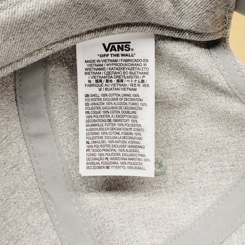 VANS Snapback Hat Men's Classic Embroidered Logo Grey/Black Adjustable Cap - Picture 6 of 7