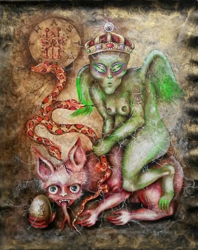 art painting contemporary woman monster demon ashtarot lemegeton snake dragon by - Picture 4 of 24