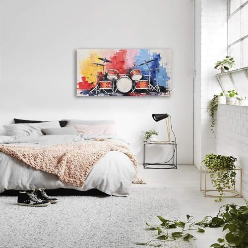Music Canvas Wall Art Drum Set Wall Decor Artwork 40L" x 20W" Music Wall Art - Picture 6 of 6