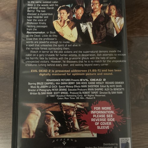 Evil Dead 2 Dead By Dawn (Clamshell Collector's Edition VHS/1998)/Bruce Campbell - Picture 8 of 10
