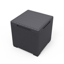Keter Storage Box 3in1 Black Side Table Stool Garden Chest