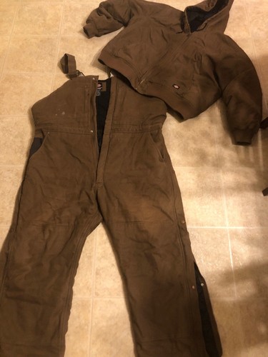 Dickies Bib Overalls & Jacket Cold Weather Brown 3
