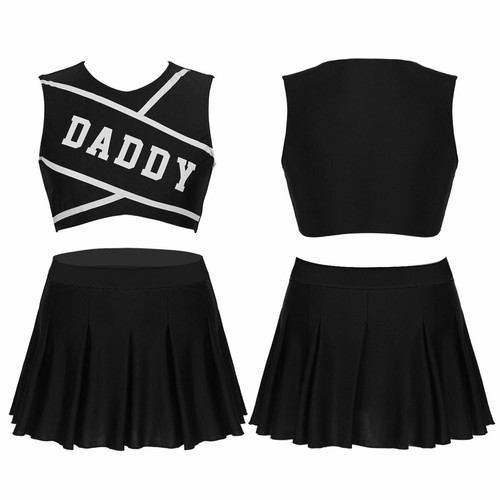 Women Girls Cheerleader Crop Tops with Mini Skirt Costume Anime Cosplay Lingerie - Picture 26 of 53