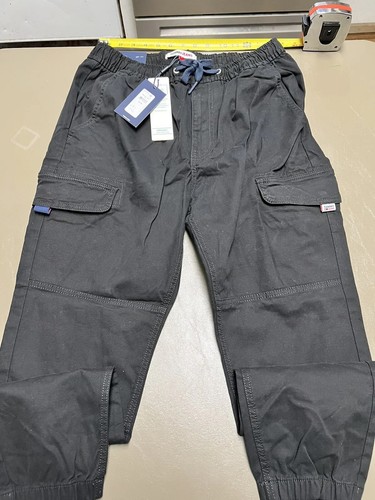 2 pairs Tommy Hilfiger boys sweatpants preowned Size lge Black cargo and sport - Picture 2 of 5