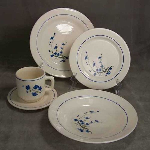 Oxford Dinnerware Brazil Ironstone Blue Cream Mug Cup Saucer - Picture 2 of 3