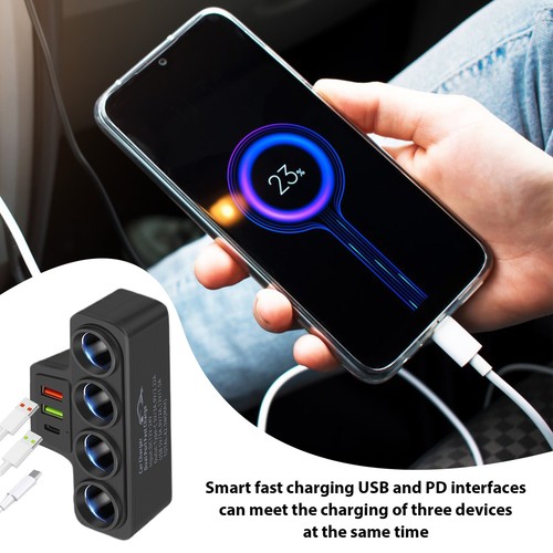 Outlet 12V 24V Dual USB Car Cigarette Lighter Socket Splitter Power Adapter Char - Photo 4 sur 12