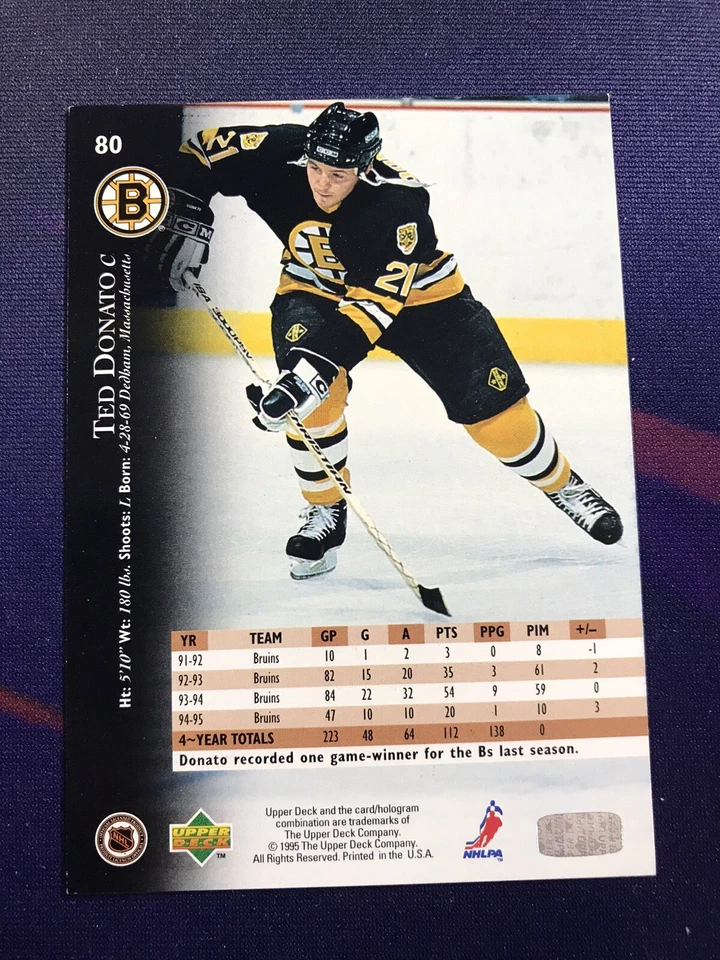 1995-96 Upper Deck Hockey Autograph Electric Ice #80 Ted Donato Auto Boston B’s - Image 2 of 2