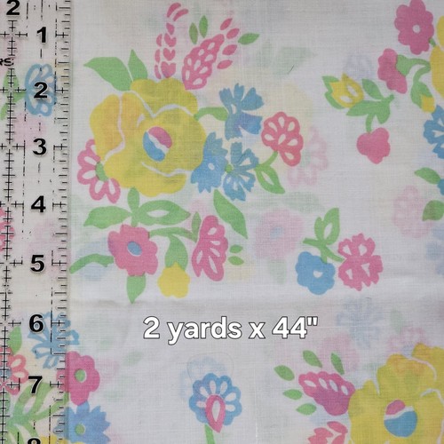 Vtg Marcus Bros Textiles DIY Whittaker Fabric Pastel Floral 2 Yards x 44" Cotton - Picture 2 of 5