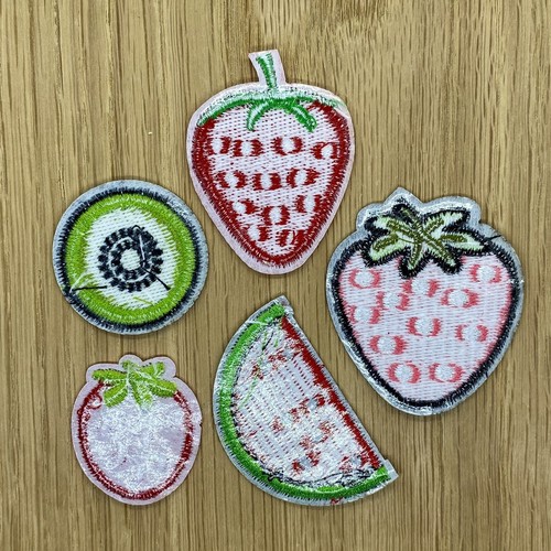 5 Large Embroidered Iron On Patch Motif, Strawberry, Melon, Kiwi, Fruit,Freepost - Picture 5 of 5