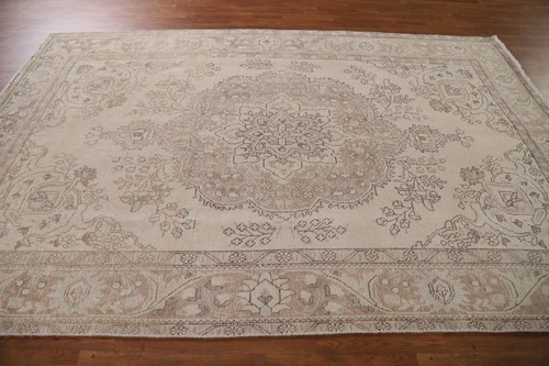 Vintage Muted Tebriz Evenly Low Pile 6'x10' Area Rug Distressed Hand-knotted - Picture 9 of 12