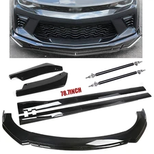 Front Rear Bumper Lip Splitter Spoiler Kit Side Skirt Strut Rod For CAMRO V