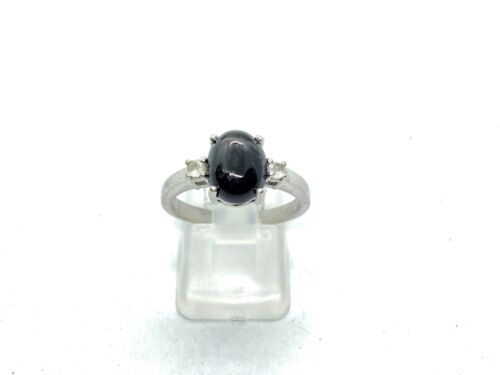 Sterling Silver 4-Point Black Star Sapphire Ring - Size O (US 7 1/4) - Picture 3 of 9