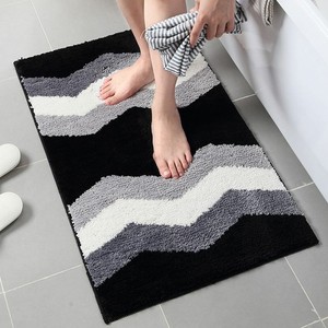 Simple Geometric Pattern Rug Thick Flocking Door Mats Absorbent Non-Slip Carpet