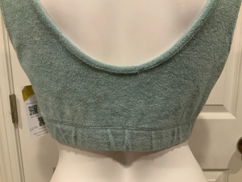 Zara Light Blue Green Terry Cloth Cropped Top Sports Bra, Size Medium - Picture 5 of 6
