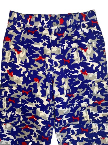 NEW Denim Cargo Pants Red White & Blue Camo Patriotic Men’s 30 - 32 Adjustable - Picture 4 of 11