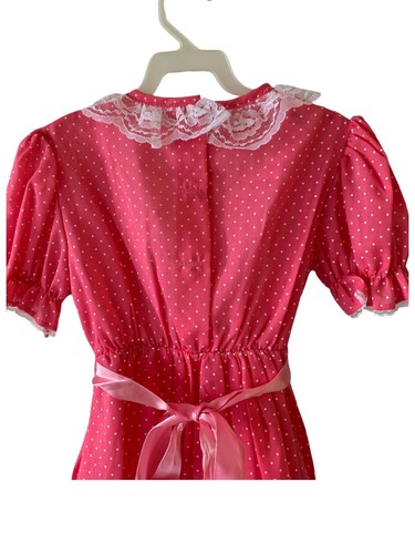 Vtg NOS 70s 1970s Little Girls 6X Pink Polka Dot Ruffle Lace trim dress NEW NWT - Picture 6 of 7