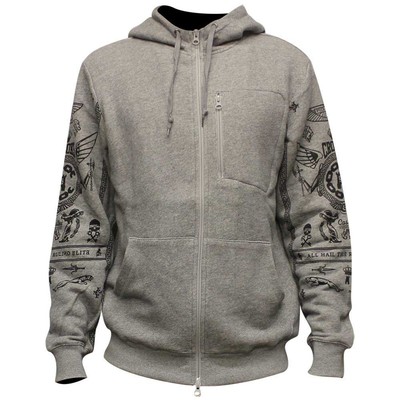 Crooks /& Castle Black Order Knit Zip Hoodie Speckle Grey