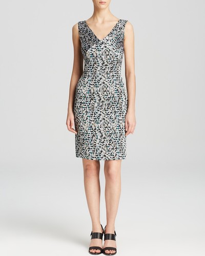 Robe fourreau Boss Hugo Boss Seagreen Distripy Jacquard Ponte S/L 695 $ neuve avec étiquette 2 - Photo 4/10