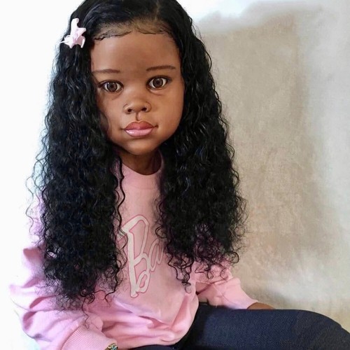 Black Skin 46" Unfinished Reborn Doll DIY Kits Hand-Rooted Hair Toddler Girl Toy - Afbeelding 1 van 3