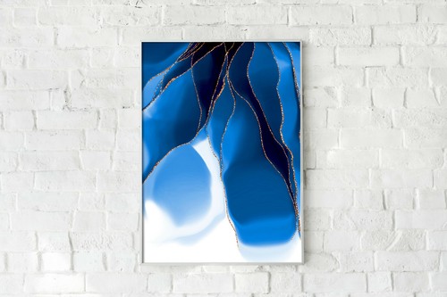 Blue floral abstract wall prints, watercolour abstract wall decor, abstract art - Picture 12 of 12