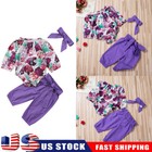 3Pcs Newborn Baby Girl Clothes Set Floral Romper Bodysuit Top Pants Outfits