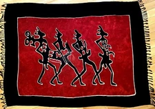 Rayon Batik Wrap Shawl Cover-Up Sarong Scarf Beach Africa Tribal 62 x 46" w/ Bag