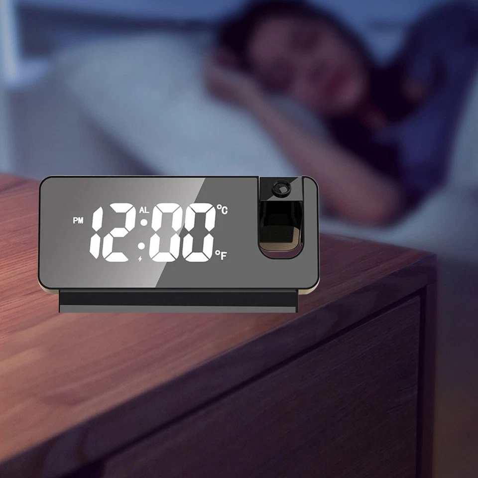 LED Digital Projektion Wecker Temperatur Datum Snooze Decke Projektor - Bild 3 von 4