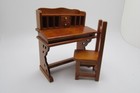 Puppenhaus Miniatur Holz Sekretär Schreibtisch mit Stuhl in Nussbaum T6351