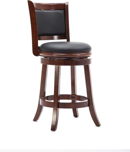 Set of 3 Swivel Counter Height Bar Stools Upholstered Wood Kitchen Chairs 26" - Picture 3 of 8