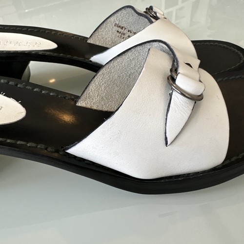 Black and White Calf Leather Ralph Lauren Sandals 8B Corey - Picture 2 of 20